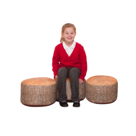 Learn About Nature Small Indoor or Outdoor Classroom Tree Stump Stools - Pack of 3