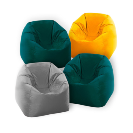 Children&#039;s Coloured Bean Bags Teal, Light Grey, Ochre (4 Pack)