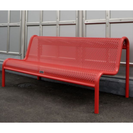 Outdoor Perforated Metal Street Furniture Bench with Tubular Frame