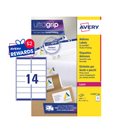 Avery Labels 99.1x38.1mm 14 Per Sht Pack 100