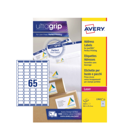 Avery Labels 38.1x21.2mm  65 Pk 25
