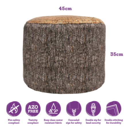 School Indoor or Outdoor Woodland Themed Learn About Nature Large Tree Stump Stools - Pack of 2
