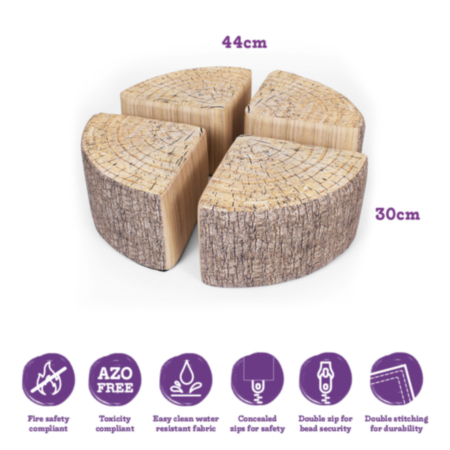 Quarter Foot Stools with Tree Print - Pack of 4