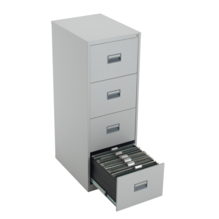 Steel 4 Drawer Lockable Filing Cabinet - Grey