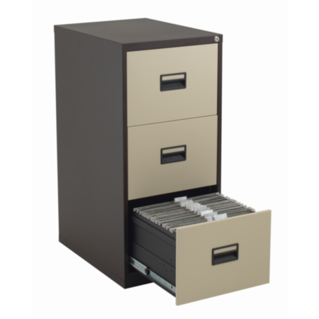 Steel 3 Drawer Lockable  Filing Cabinet - Coffee Cream