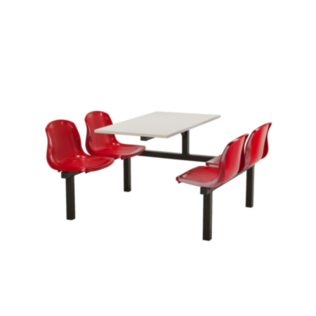 Harvey Polypropylene Indoor 4 Seater Fast Food Seating Unit- Accessible from 1 Side