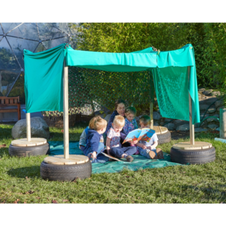Early Years Tyre Stands And Wooden Dividers (Set of 4)