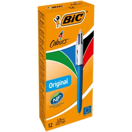 Bic 4 Colour Ball Pen Pack 12