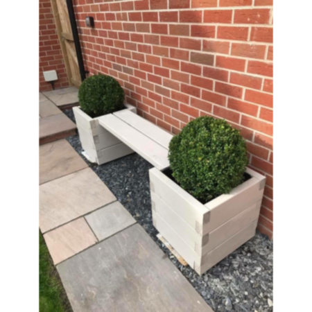 Handmade Outdoor  Wooden Devonshire Bench with Planters - Natural