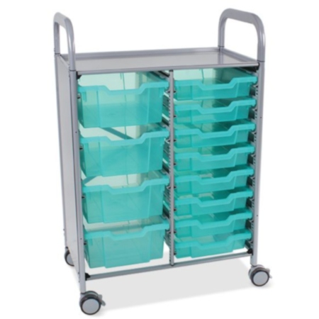 Callero Shield Medical Trolley with Antimicrobial 8 Shallow and 4 Deep Trays