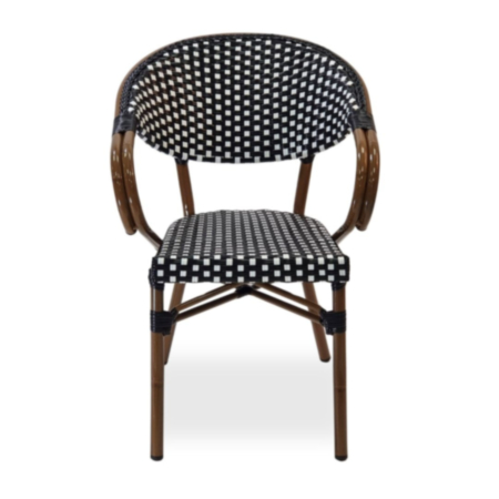 Luxe Parisian Rattan Cafe Bistro Chair - Black &amp; White