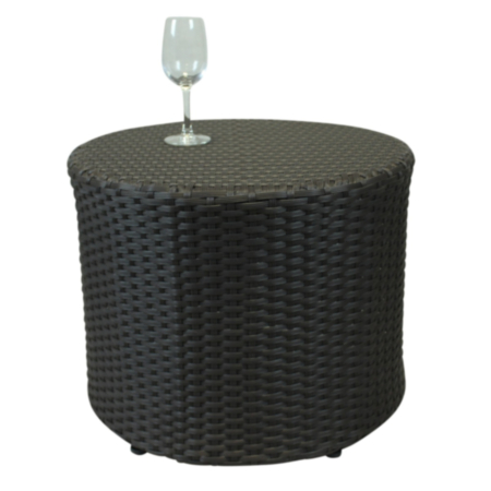 Moon Woven Circular Low Table-Dark Brown 