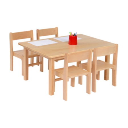 Forest Nursery Solid Beech Rectangle Table and 4 Stacking Chairs