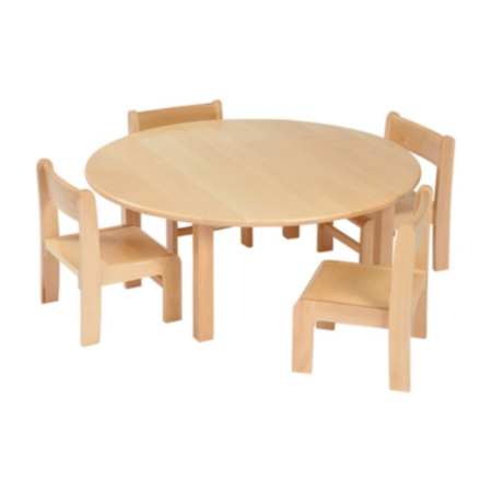Forest Solid Beech Circular Table and 4 Stacking Chairs