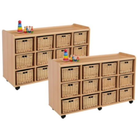 2 x 12 Deep Wicker Basket Storage Units - Special Offer!