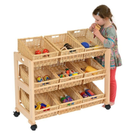 Single Sided 9 Wicker Basket Classroom Organiser