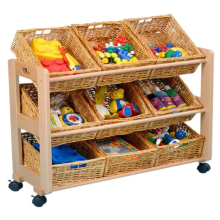 Single Sided 9 Wicker Basket Classroom Organiser