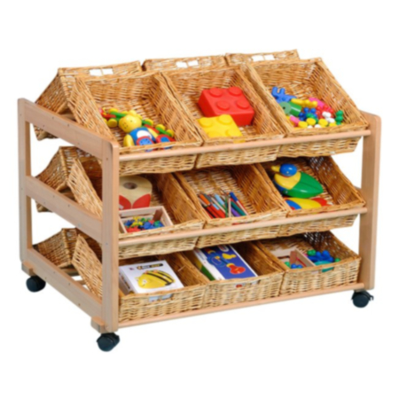 Double Sided 18 Wicker Basket Classroom Organiser