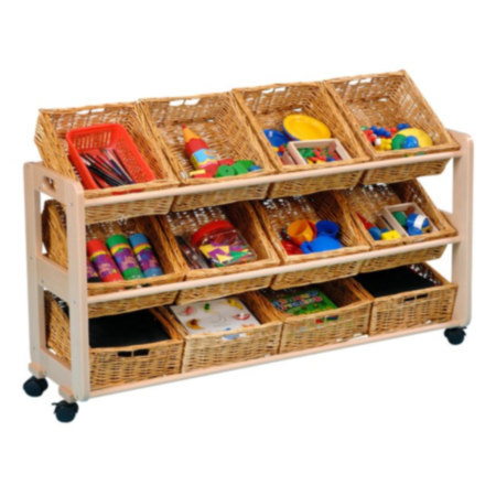 Single Sided 12 Wicker Basket Classroom Organiser