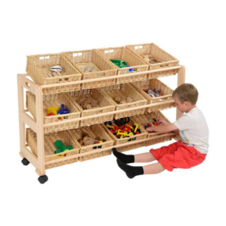 Single Sided 12 Wicker Basket Classroom Organiser