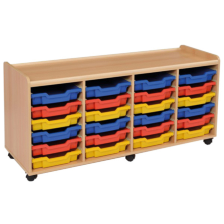 Windwood Early Years Four Bay Shallow Tray Storage Unit with Castors
