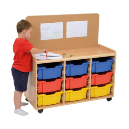 Windwood 9 Deep Tray Storage Unit with Cork Panel