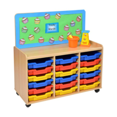 Windwood Early Years Shallow Tray Storage Unit With Cork Panel