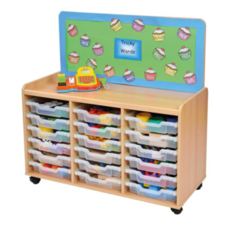 Windwood Early Years Shallow Tray Storage Unit With Cork Panel