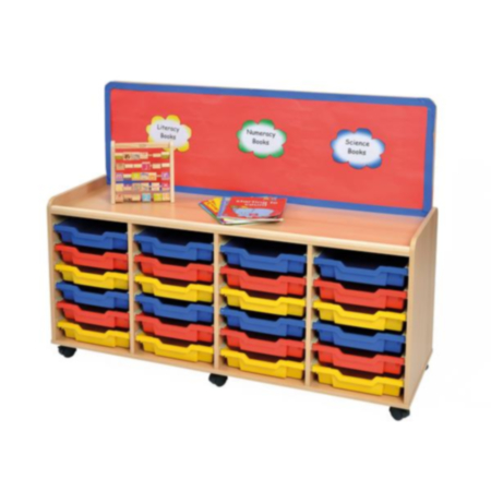 Windwood Early Years 24 Shallow Tray Storage Unit With Cork Panel