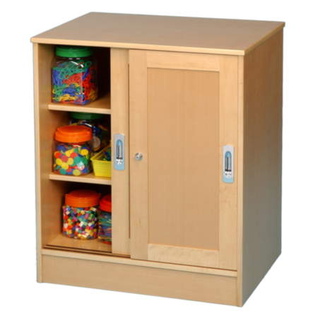 Solid Beech Classroom Cupboard with Sliding Doors