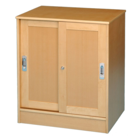 Solid Beech Classroom Cupboard with Sliding Doors