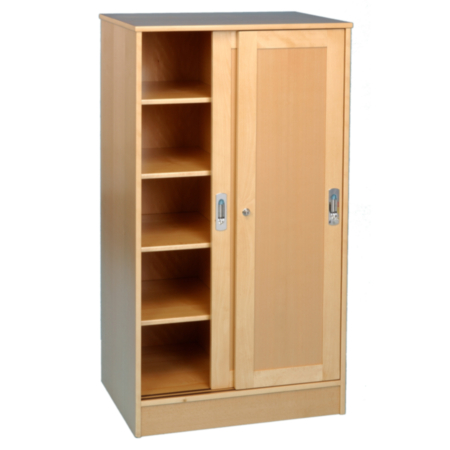 Solid Beech Classroom Cupboard with Sliding Doors