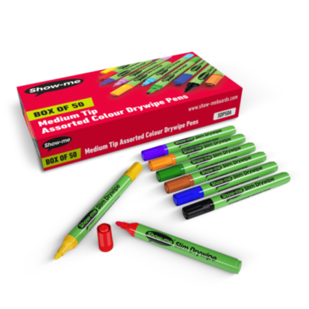 Show-me Drywipe Pen Med Tip Ass Pk 50
