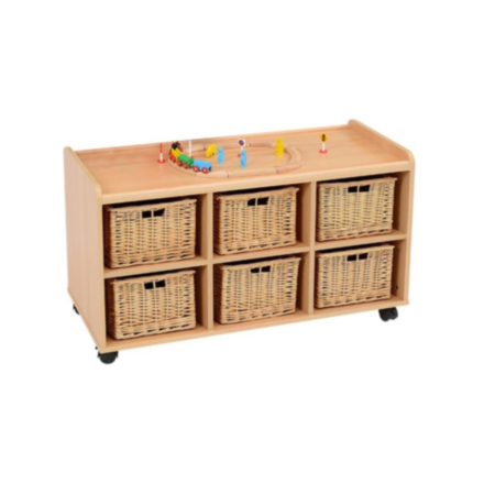 Woodland Tray Storage Unit with 6 Deep Wicker Baskets