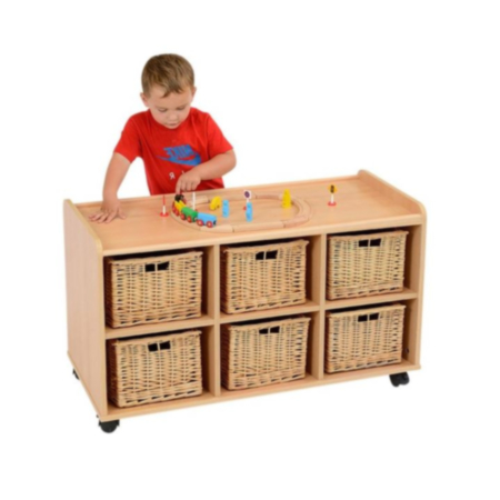 Woodland Tray Storage Unit with 6 Deep Wicker Baskets