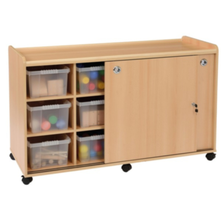 Woodland 12 Deep Tray Classroom Stoarage Unit with Sliding Doors