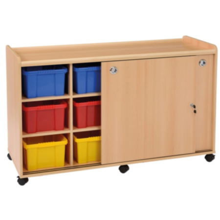 Woodland 12 Deep Tray Classroom Stoarage Unit with Sliding Doors