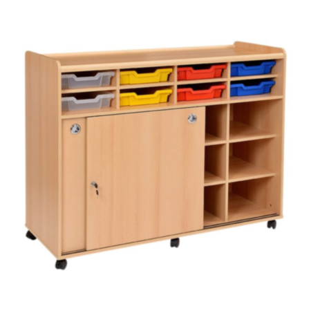 Woodland Multi Purpose Early Years Storage Cupboard with 8 Shallow Trays
