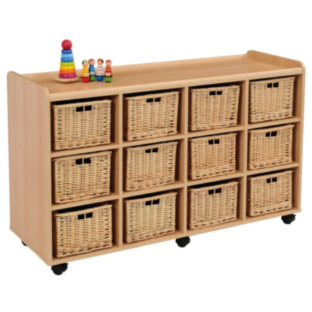 12 Wicker Basket Classroom Storage Unit