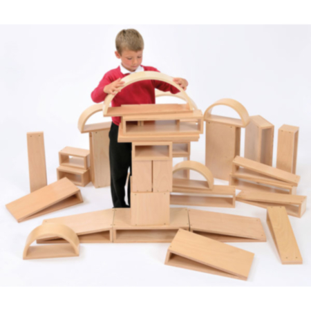 Brico Wooden Hollow Building Blocks - Set of 40