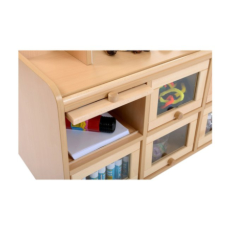 Double Sided Classroom Resource Unit with Mirror/Display Shelf Trays &amp; Doors