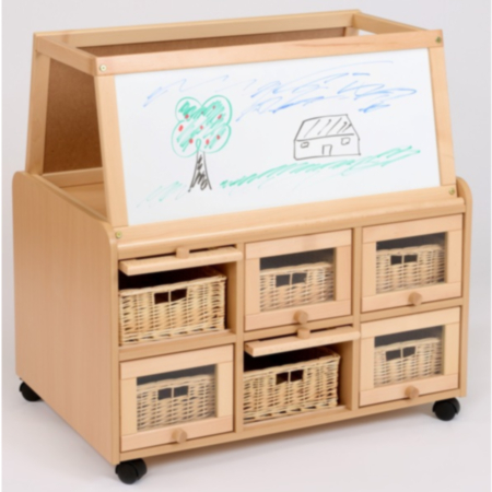 Double Sided Storage Unit with Drywipe Easel
