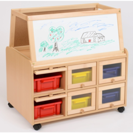 Classroom Resource Unit with Drywipe Easel and Trays