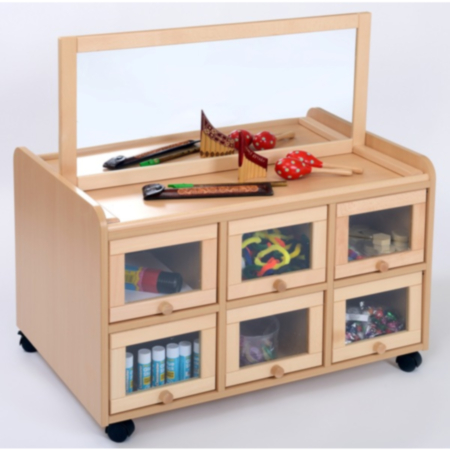 Double Sided Resource Unit with Mirror and Doors