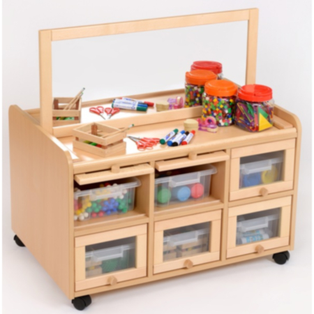 Early Years Double Sided Resource and Storage Unit with Mirror and Shallow Trays
