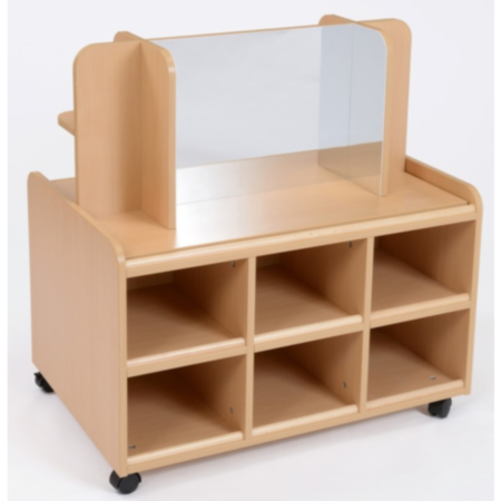 Double Sided Storage Unit with Mirror and Display Shelf