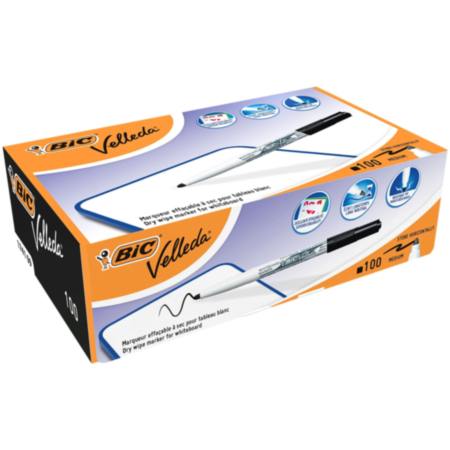 Bic Velleda1741 Dry Wipe Med Blk Pack 100
