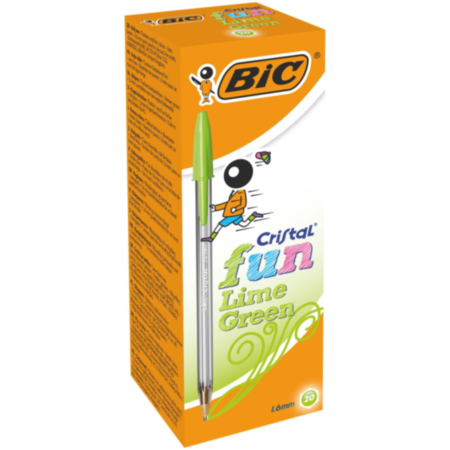 Bic Crystal Fun Pen Lime Pack 20