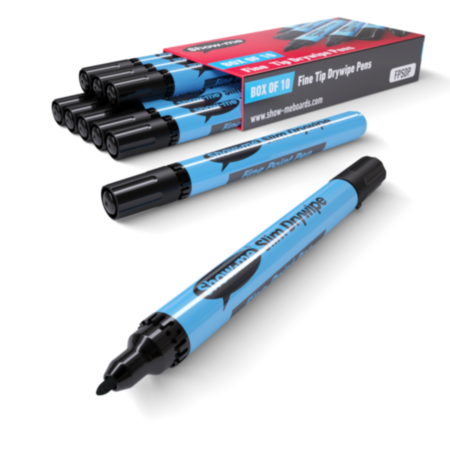 Show-me Drywipe Pen Fine Tip Blk Pk 10