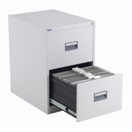 Steel 2 Drawer Lockable Filing Cabinet - White